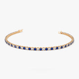 14k Prong Setting Diamond and Sapphire Tennis Bracelet - GeumJewels