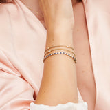 14k Prong Setting Diamond and Sapphire Tennis Bracelet - GeumJewels