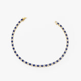 14k Prong Setting Diamond and Sapphire Tennis Bracelet - GeumJewels