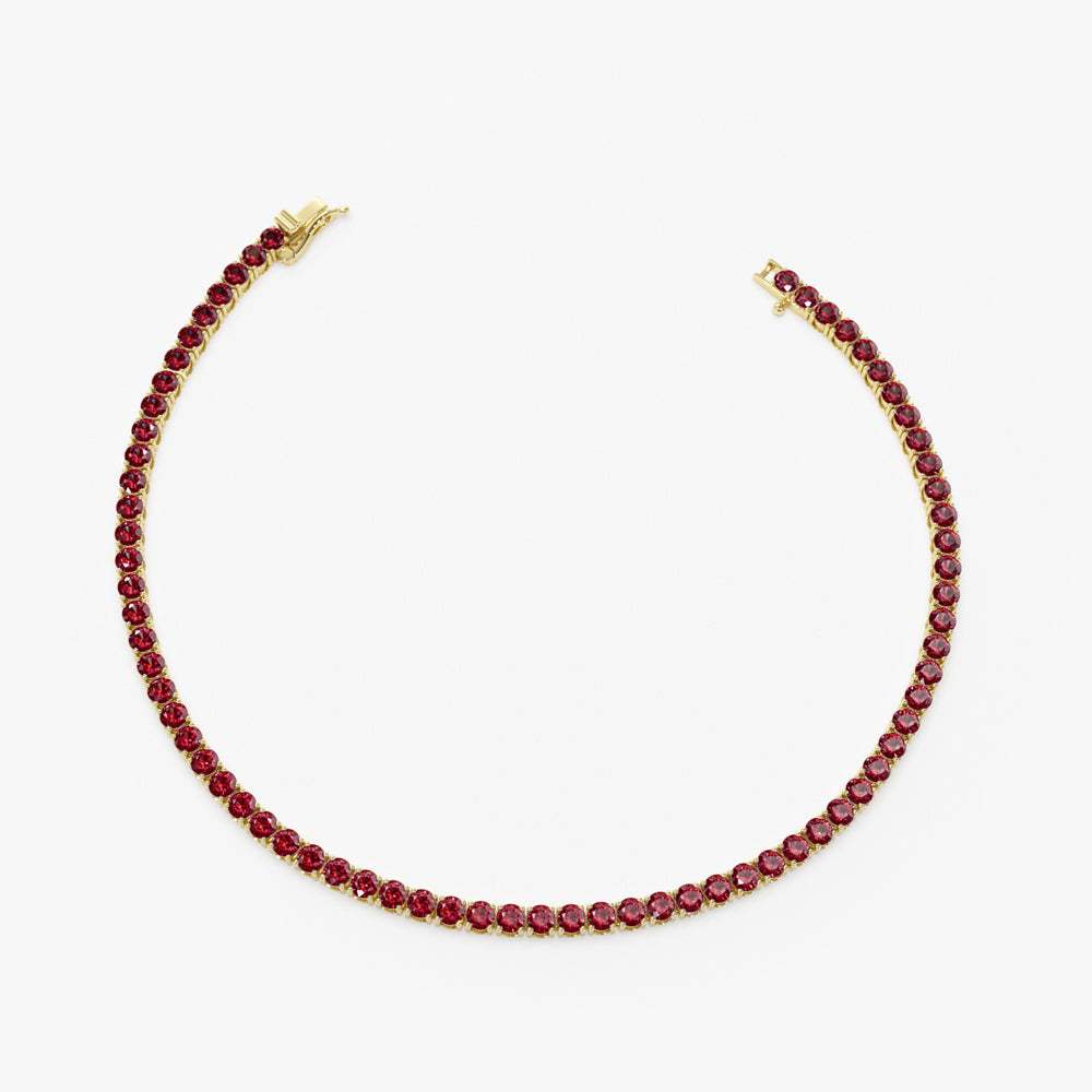 14k Prong Setting Ruby Tennis Bracelet - GeumJewels