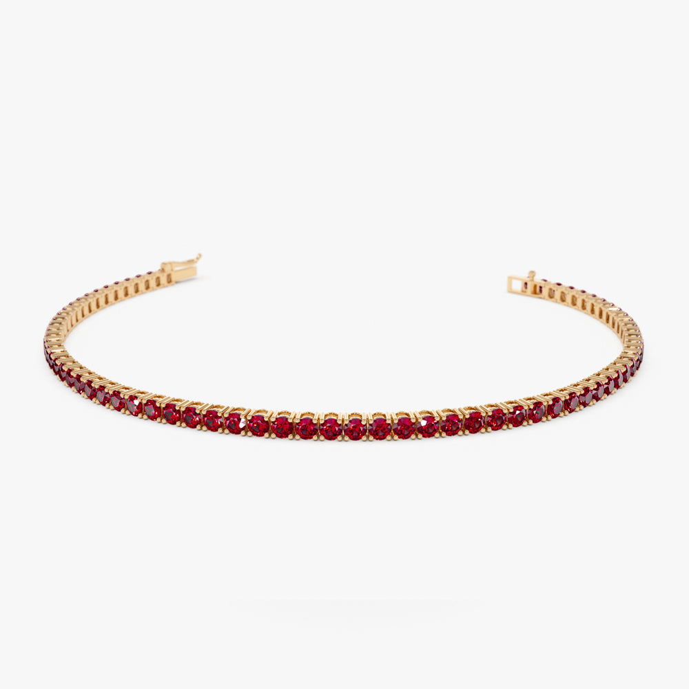 14k Prong Setting Ruby Tennis Bracelet - GeumJewels