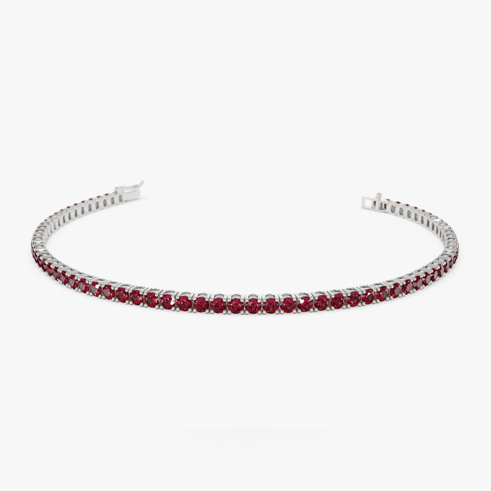 14k Prong Setting Ruby Tennis Bracelet - GeumJewels