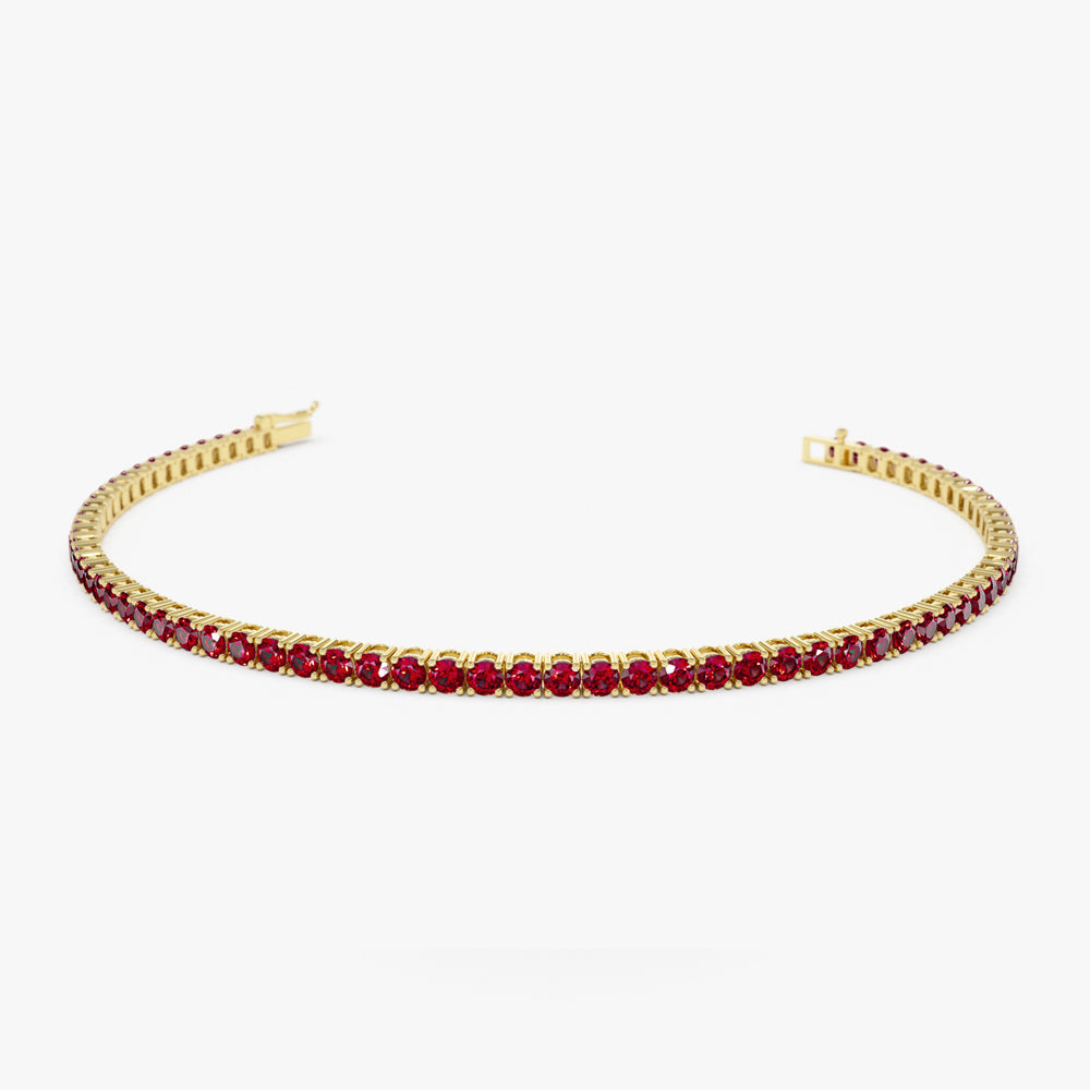 14k Prong Setting Ruby Tennis Bracelet - GeumJewels