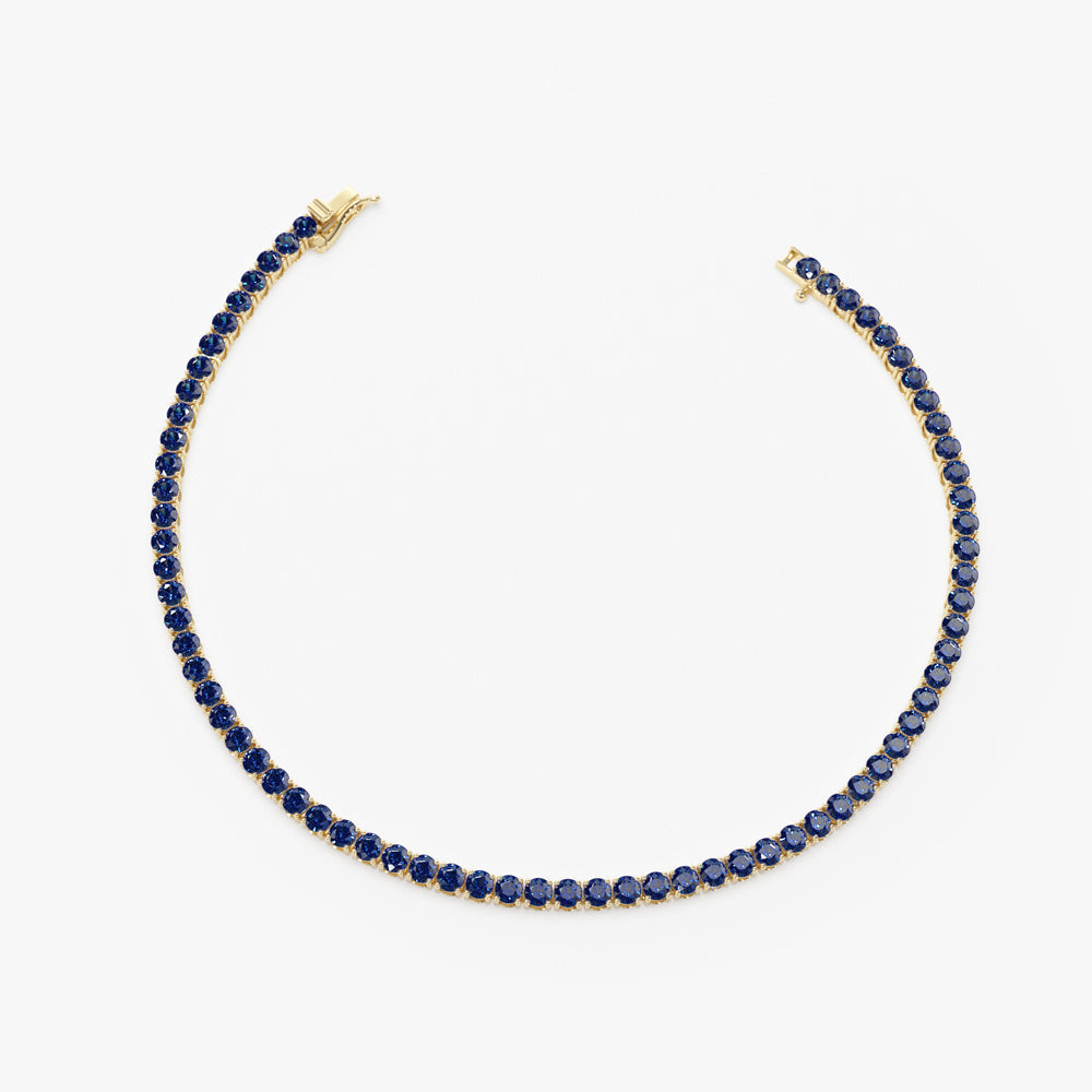 14k Prong Setting Sapphire Tennis Bracelet - GeumJewels