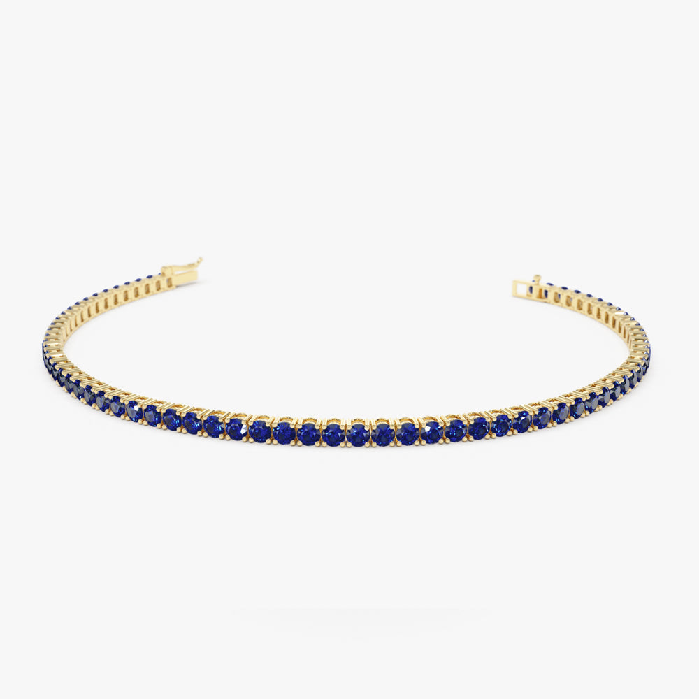 14k Prong Setting Sapphire Tennis Bracelet - GeumJewels