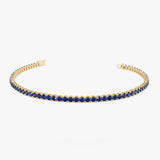 14k Prong Setting Sapphire Tennis Bracelet - GeumJewels