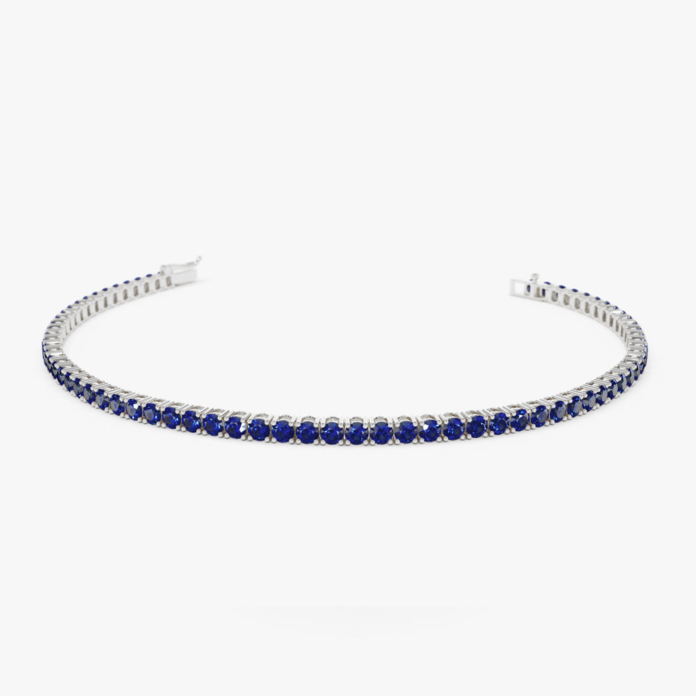 14k Prong Setting Sapphire Tennis Bracelet - GeumJewels