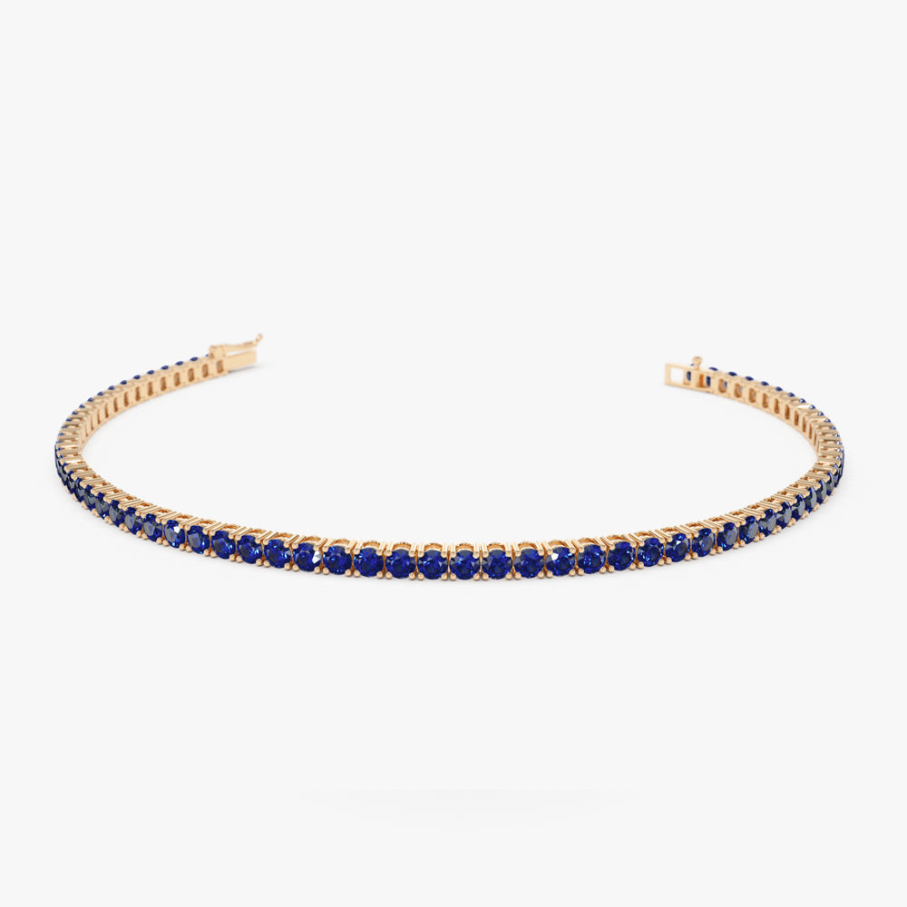 14k Prong Setting Sapphire Tennis Bracelet - GeumJewels