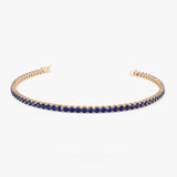 14k Prong Setting Sapphire Tennis Bracelet - GeumJewels