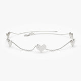 14K Solid Gold Dangle Heart Bracelet - GeumJewels
