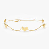 14K Solid Gold Dangle Heart Bracelet - GeumJewels
