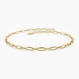 14k Solid Gold Tiny Paper Clip Link Bracelet - GeumJewels