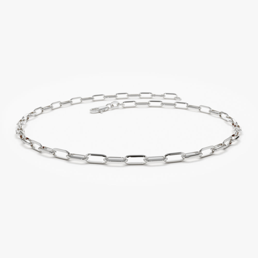 14k Solid Gold Tiny Paper Clip Link Bracelet - GeumJewels