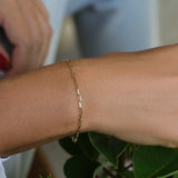 14k Solid Gold Tiny Paper Clip Link Bracelet - GeumJewels