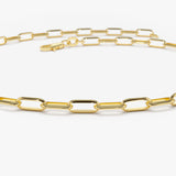 14k Solid Gold Tiny Paper Clip Link Bracelet - GeumJewels
