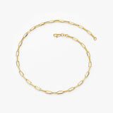 14k Solid Gold Tiny Paper Clip Link Bracelet - GeumJewels