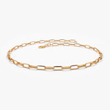 14k Solid Gold Tiny Paper Clip Link Bracelet - GeumJewels