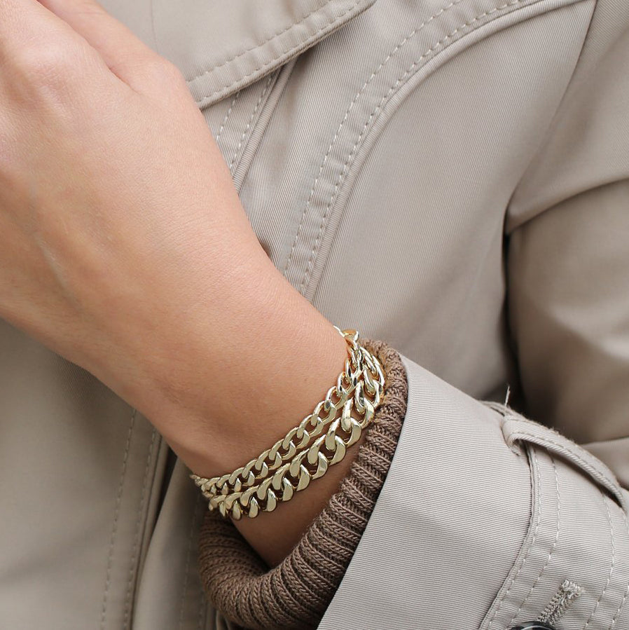 14K 10MM Curb Cuban Link Bracelet - GeumJewels