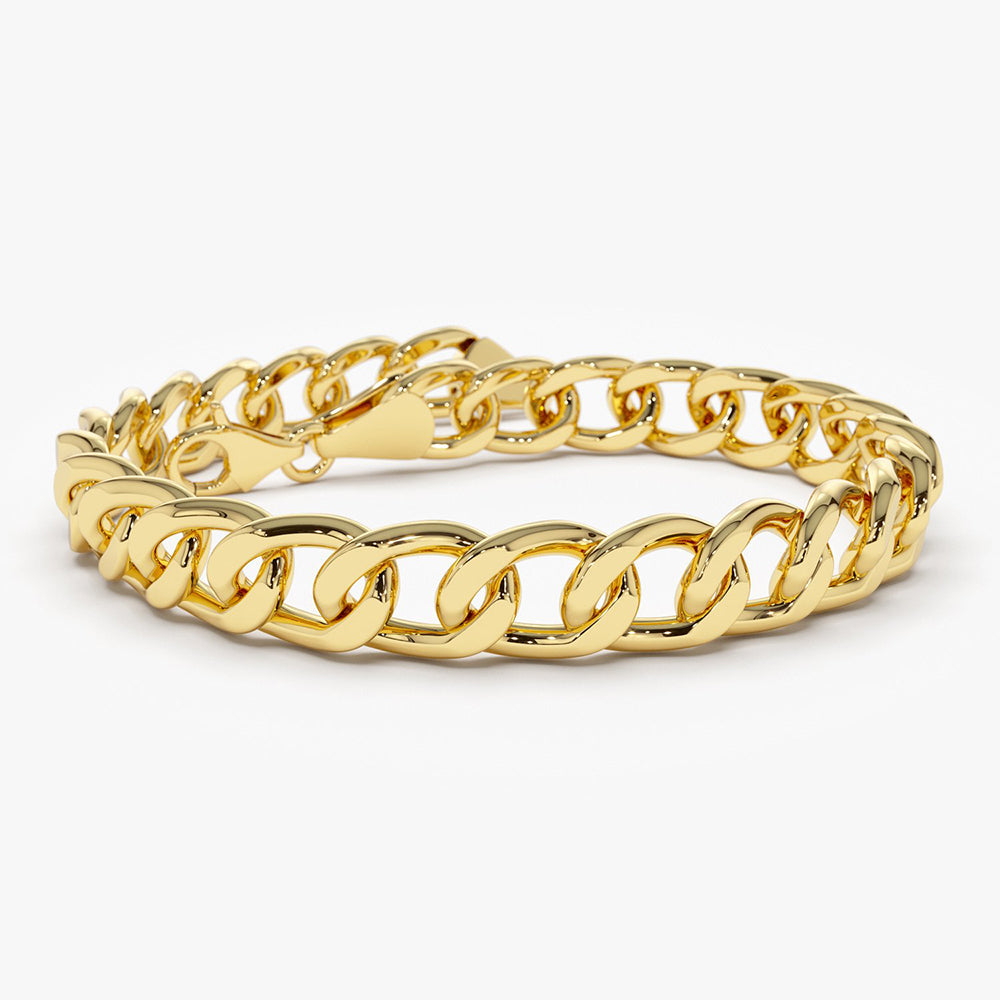 14K 10MM Curb Cuban Link Bracelet - GeumJewels