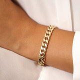 14K 10MM Curb Cuban Link Bracelet - GeumJewels