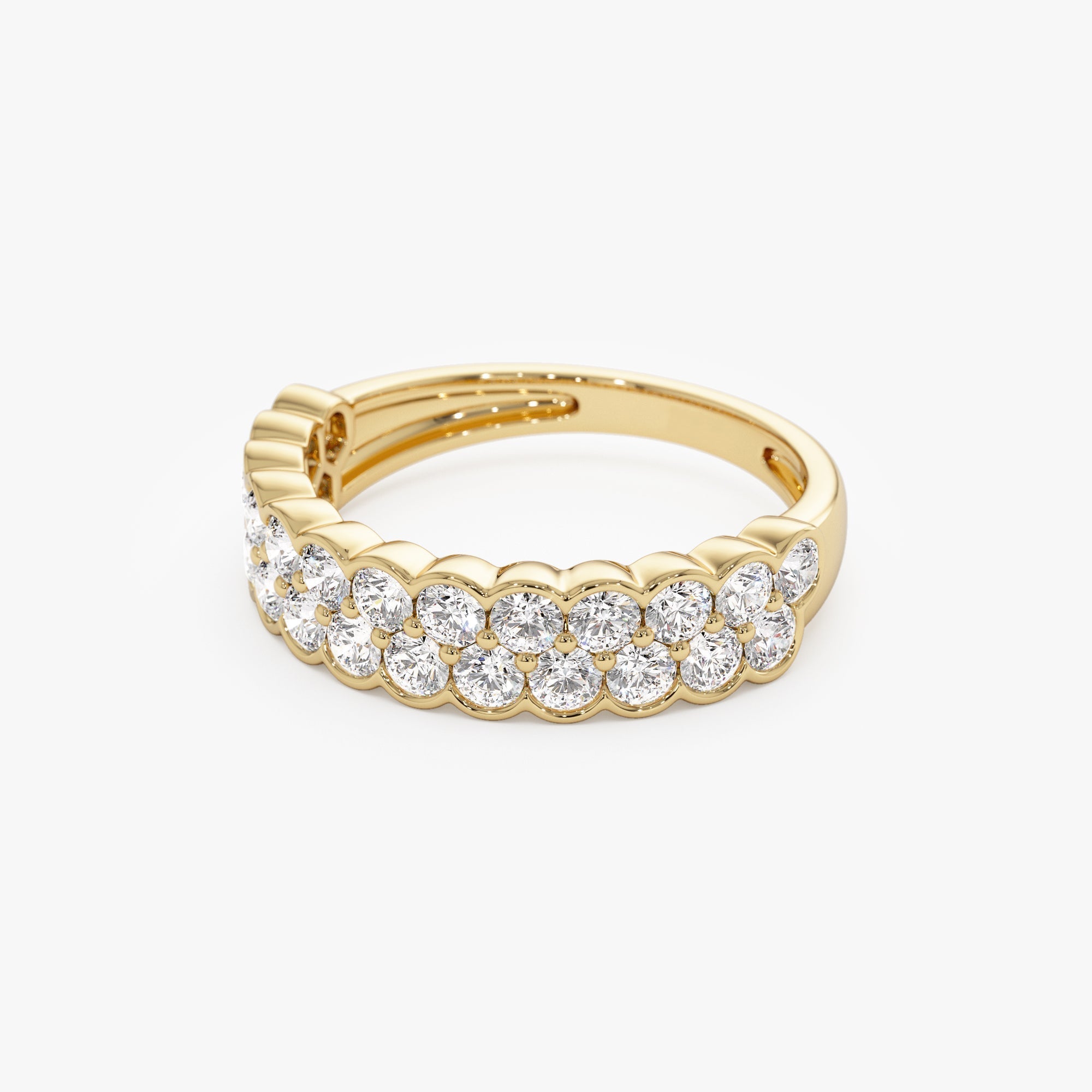 1.25 ctw 14k Double Row Half Bezel Lab Grown Diamond Ring - Sadie - GeumJewels