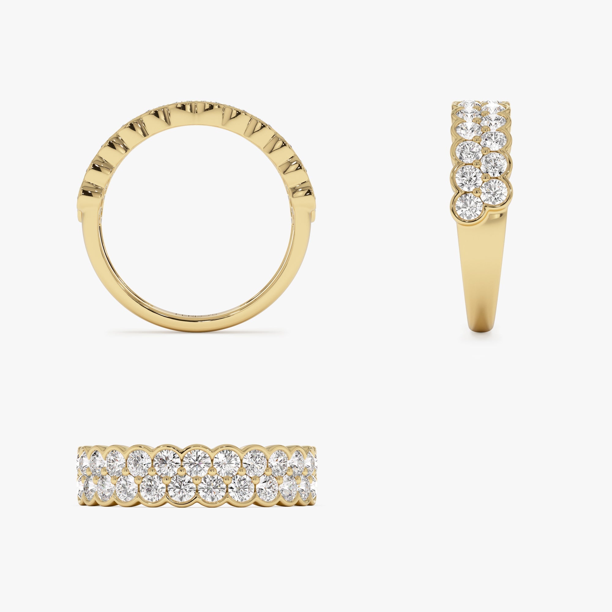 1.25 ctw 14k Double Row Half Bezel Lab Grown Diamond Ring - Sadie - GeumJewels