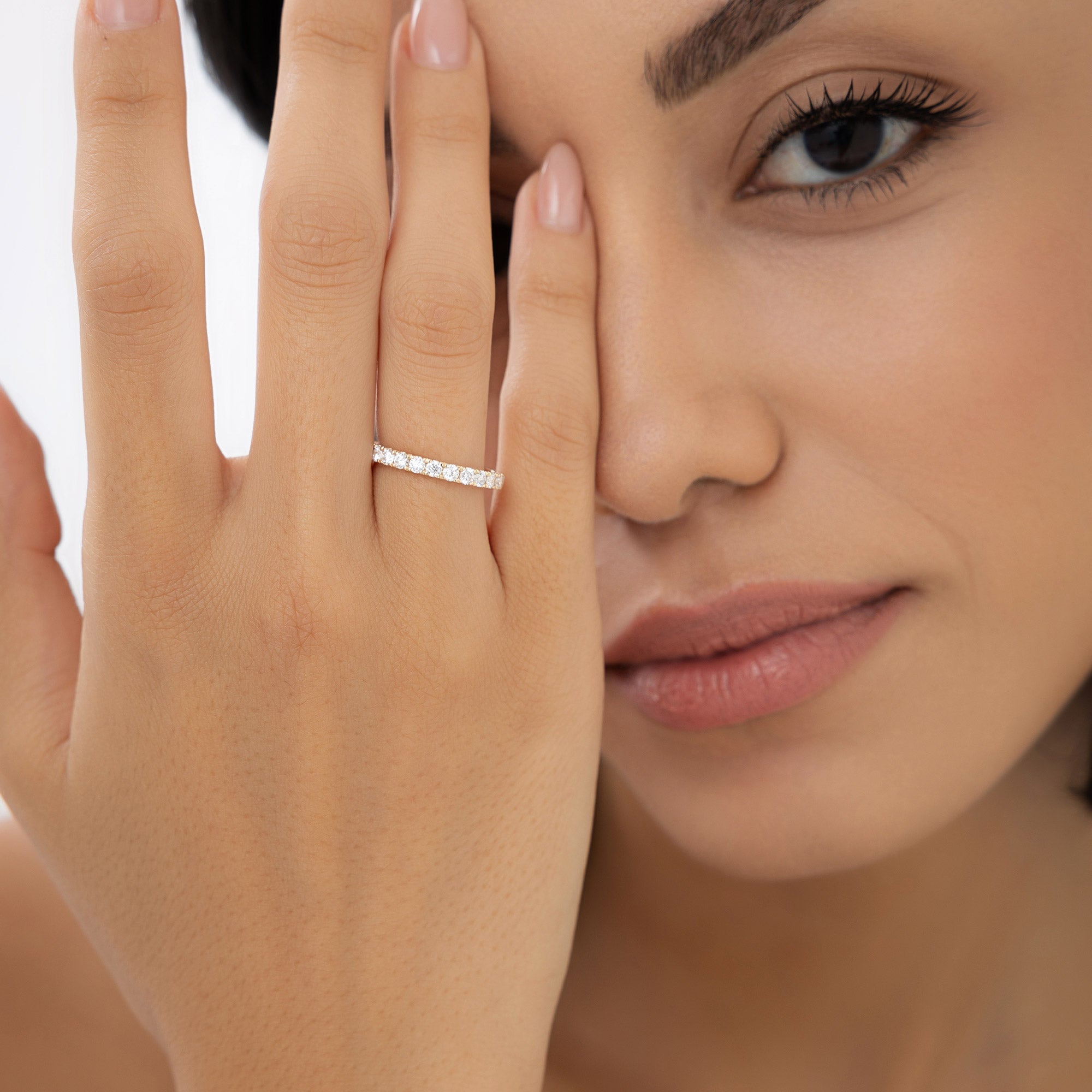 1.25 ctw 14k Pave Setting Full Eternity Lab Grown Diamond Ring - Elena - GeumJewels