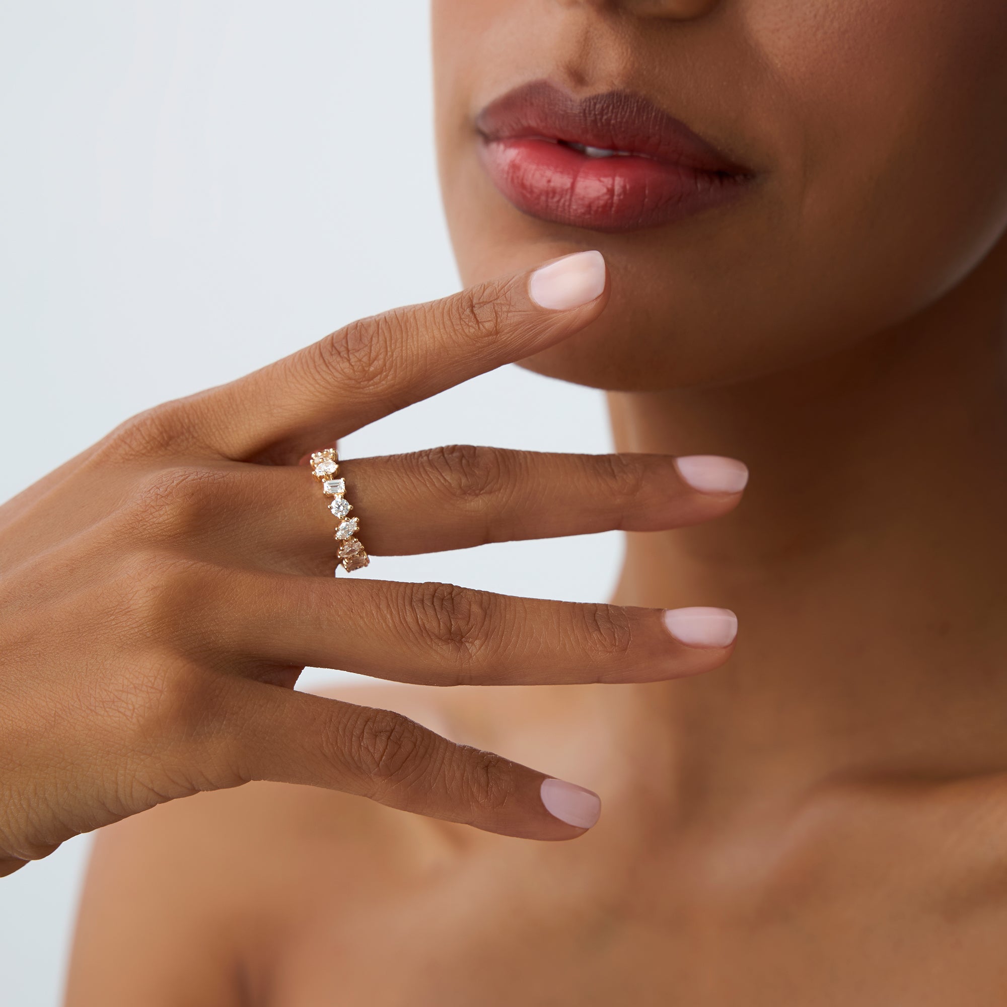 1.85 ctw Multi Shaped Lab Grown Full Eternity Diamond Wedding Ring - Reese - GeumJewels