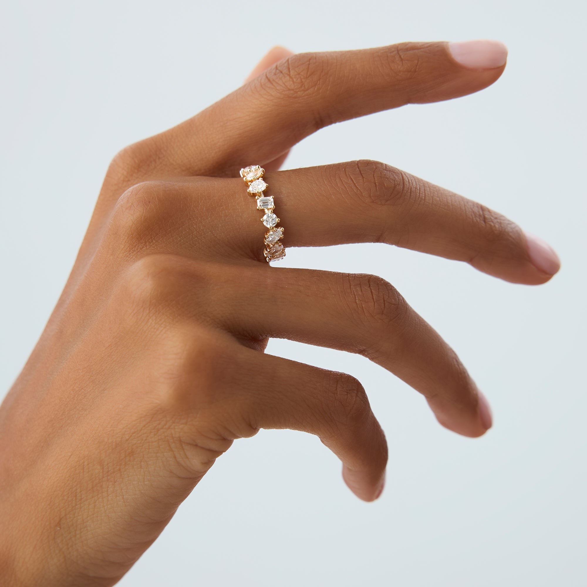1.85 ctw Multi Shaped Lab Grown Full Eternity Diamond Wedding Ring - Reese - GeumJewels