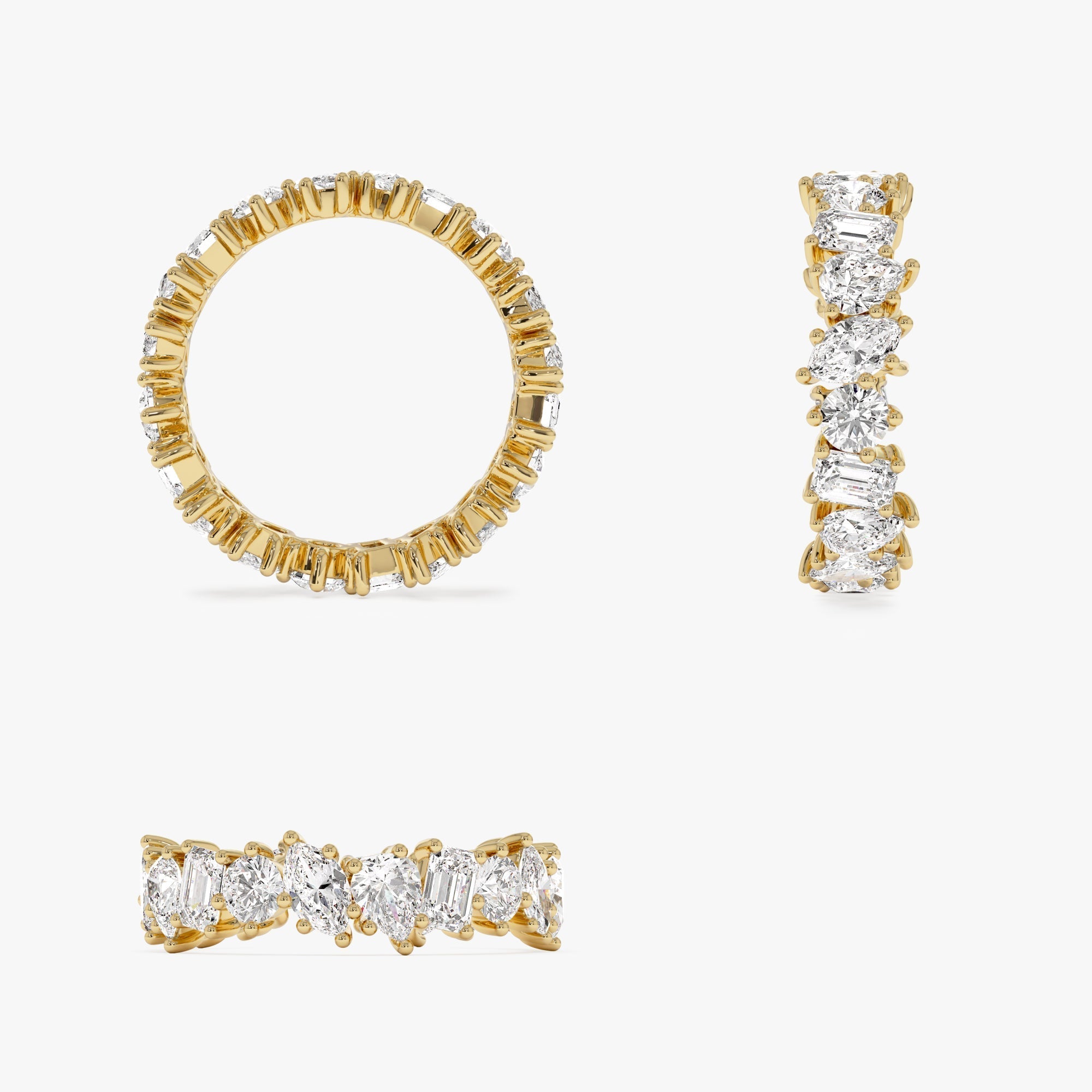 1.85 ctw Multi Shaped Lab Grown Full Eternity Diamond Wedding Ring - Reese - GeumJewels