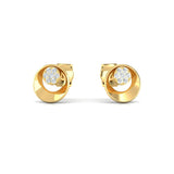Circular Gold Stud Earrings with Diamonds