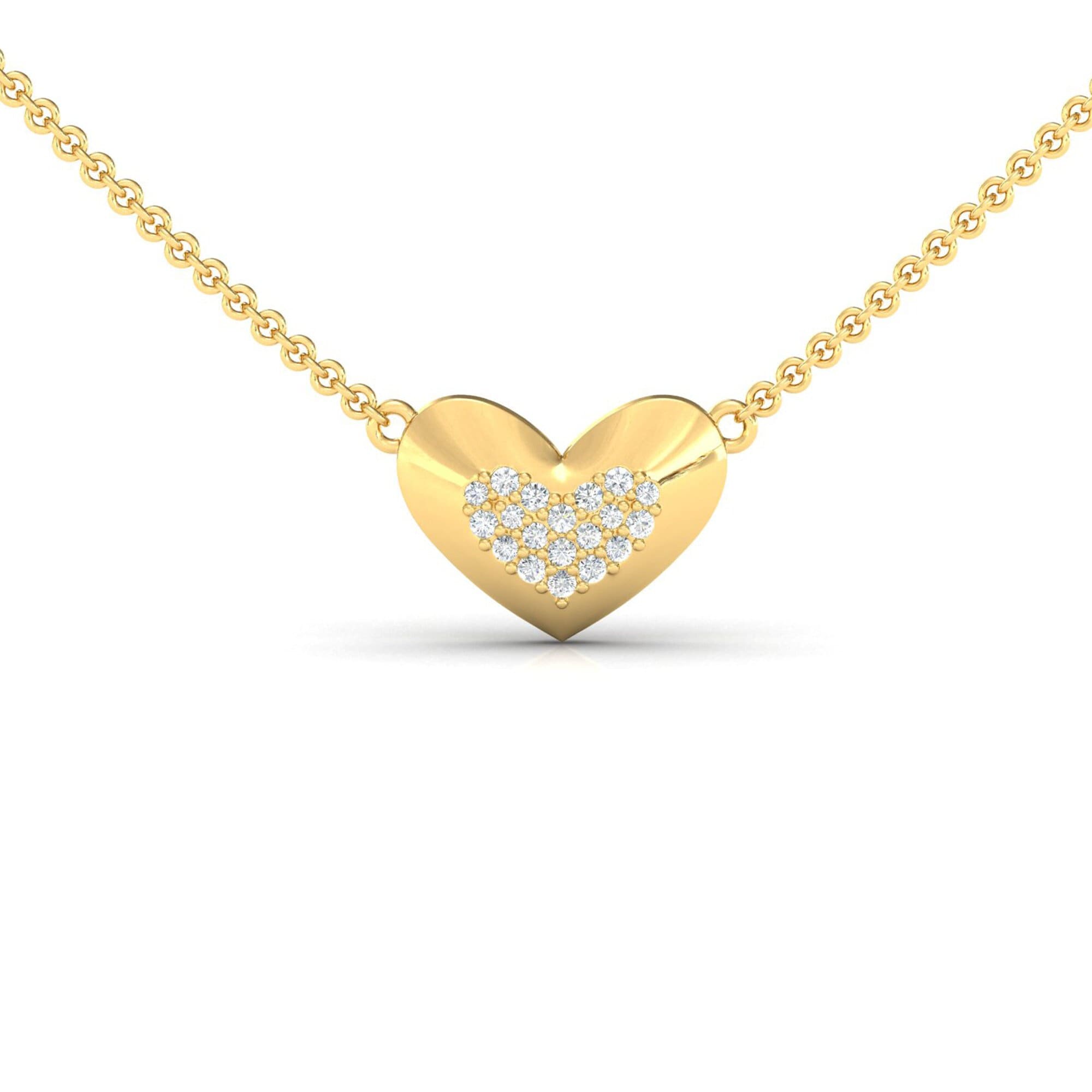18K Gold Heart Necklace, Diamond Heart Shape Necklace, Personalized Gift Gift for Girlfriend