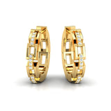 Solid Yellow Gold Huggie Earrings,  Diamond Earrings, 10k Rose Gold Wedding Earring, Birthday Gift