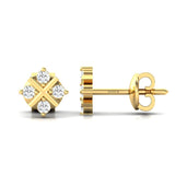 Aesthetic Flower Design 10kt Gold Earring, Yellow Gold Stud Earrings, Diamond Earrings for Ladies, Anniversary Gift for Wife