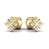 Aesthetic Flower Design 10kt Gold Earring, Yellow Gold Stud Earrings, Diamond Earrings for Ladies, Anniversary Gift for Wife