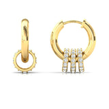 Diamond Huggie Earrings, 14k Rose Yellow Gold Round Ear Cuff, Custom Earrings, Mothers Day Gift