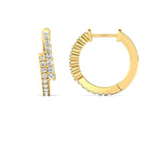 Diamond Huggie Earrings, 14kt Round Yellow Gold Earrings for Girls, Gift for Wife, Hoop Earrings
