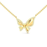 14k Solid Gold Butterfly Necklace, Diamond Butterfly Necklace, Minimalist Necklace, Gift For Her
