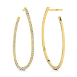 Elongated Linear Diamond Drop Earrings