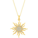 14K Solid Shining Sun Pendant, Diamond Celestial Pendant, Graduation Gift, Birthday Gift