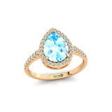 Aquamarine Engagement Gemstone Solid Gold Ring, Diamond Wedding Ring, Gift For Her, Promise Ring