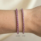 Natural Pink Sapphire 14kt White Tennis Bracelet, Dainty Stackable Birthstone Jewelry