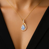 Designer Diamond Loop Pendant with Teardrop Shaped Moonstone - GeumJewels