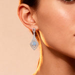 Vintage Inspired Pear Cut Moonstone Diamond Drop Earrings - GeumJewels