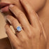 Elongated Cushion Halo Set Moonstone Engagement Ring with Diamond Band - GeumJewels