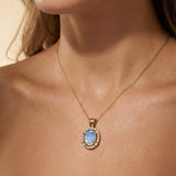 Vintage Style Oval Shaped Moonstone Halo Set with Diamond Accents