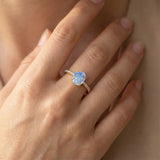 Oval Solitaire Moonstone with Accent Diamonds Engagement Ring