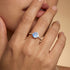 Classic Six Prong Round Solitaire Moonstone Ring with Accent Diamond Band - GeumJewels