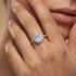 Classic Round Halo Diamonds with Solitaire Moonstone Engagement Ring - GeumJewels