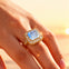 Vintage Style Square Cut Moonstone Diamond Ring - GeumJewels